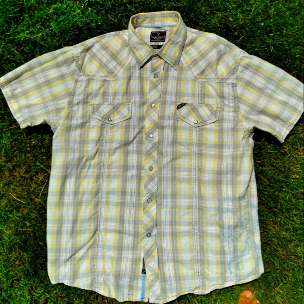 Marc Ecko woven plaid shirt (XL)